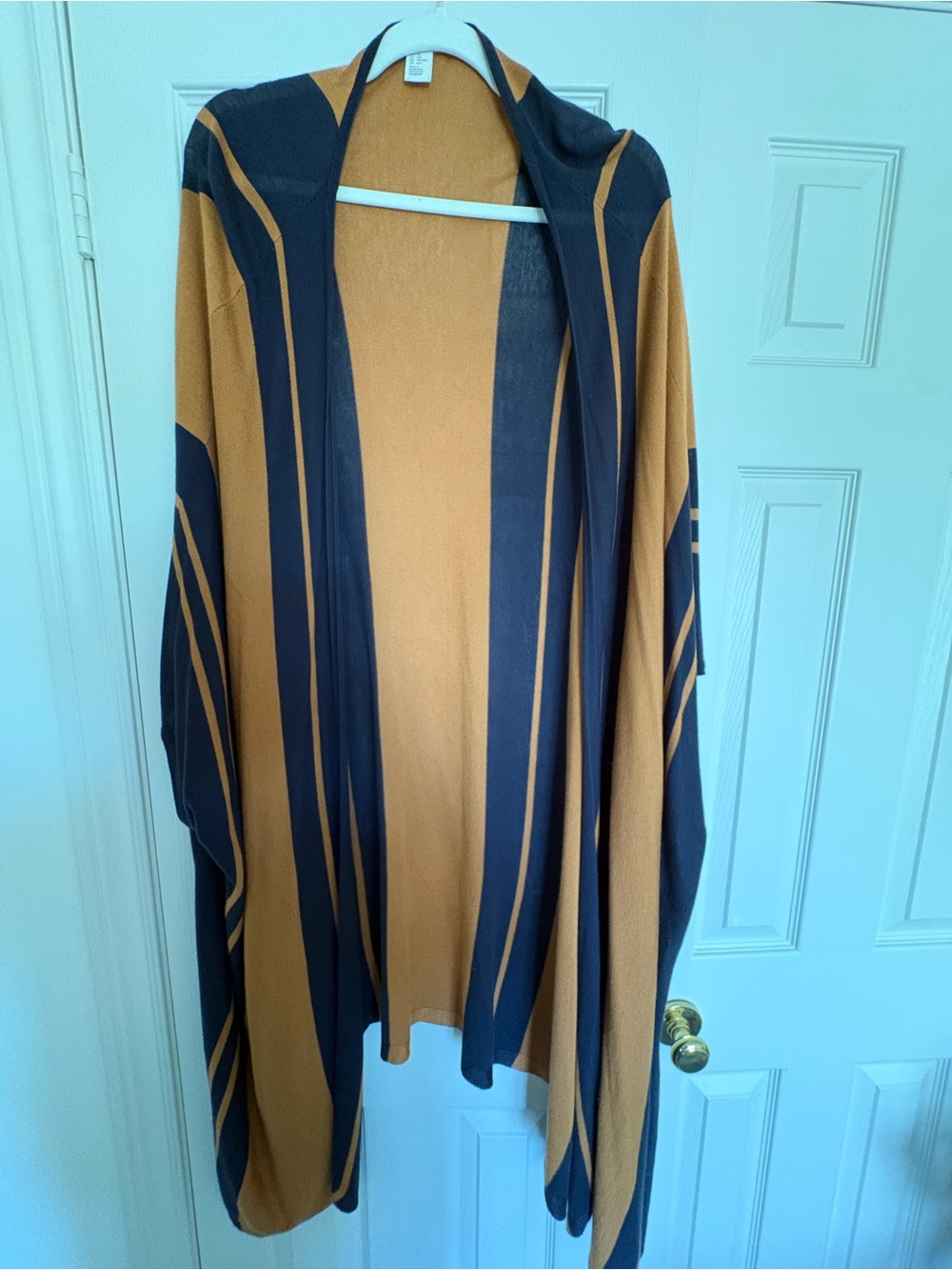 H&M Black and Mustard Striped Open-Front Cape